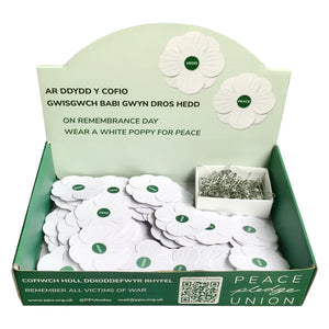 Bocs Arddangos – 100 o Pabis Gwyn (Welsh white poppies)